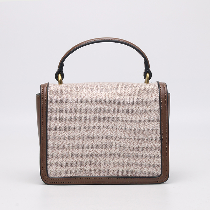 linen and leather crossbody bag