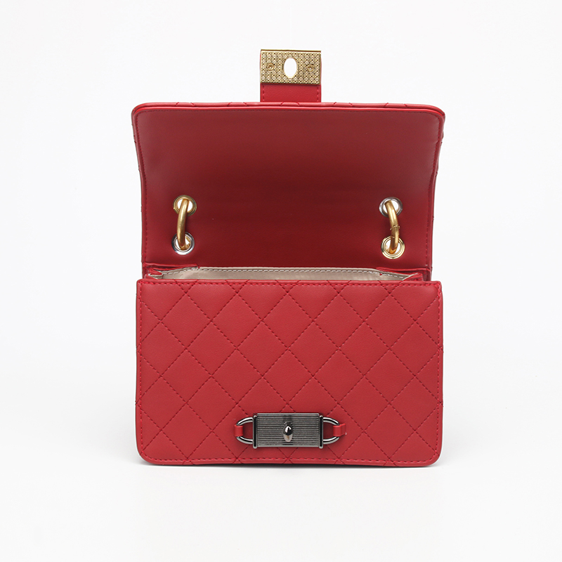 Red quilted chain bag