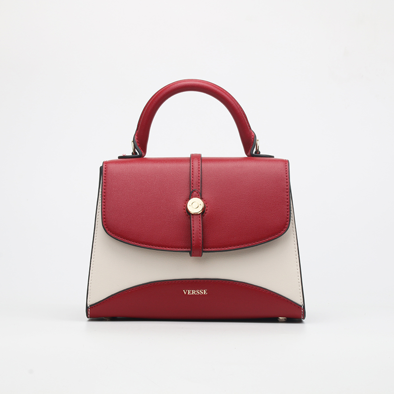 red and cream shoulder handbag