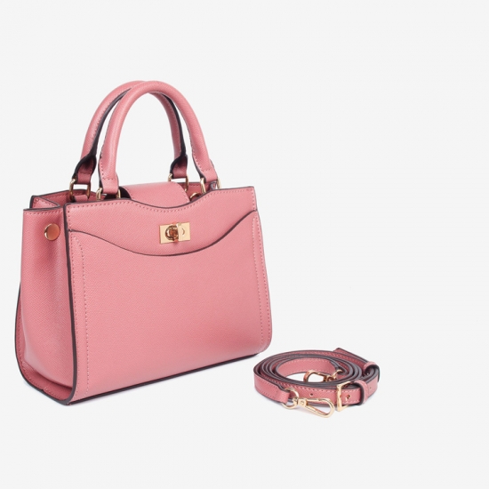Pink Vegan Leather Handbag