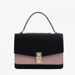 twill textured turn lock satchel bag for work in blush color